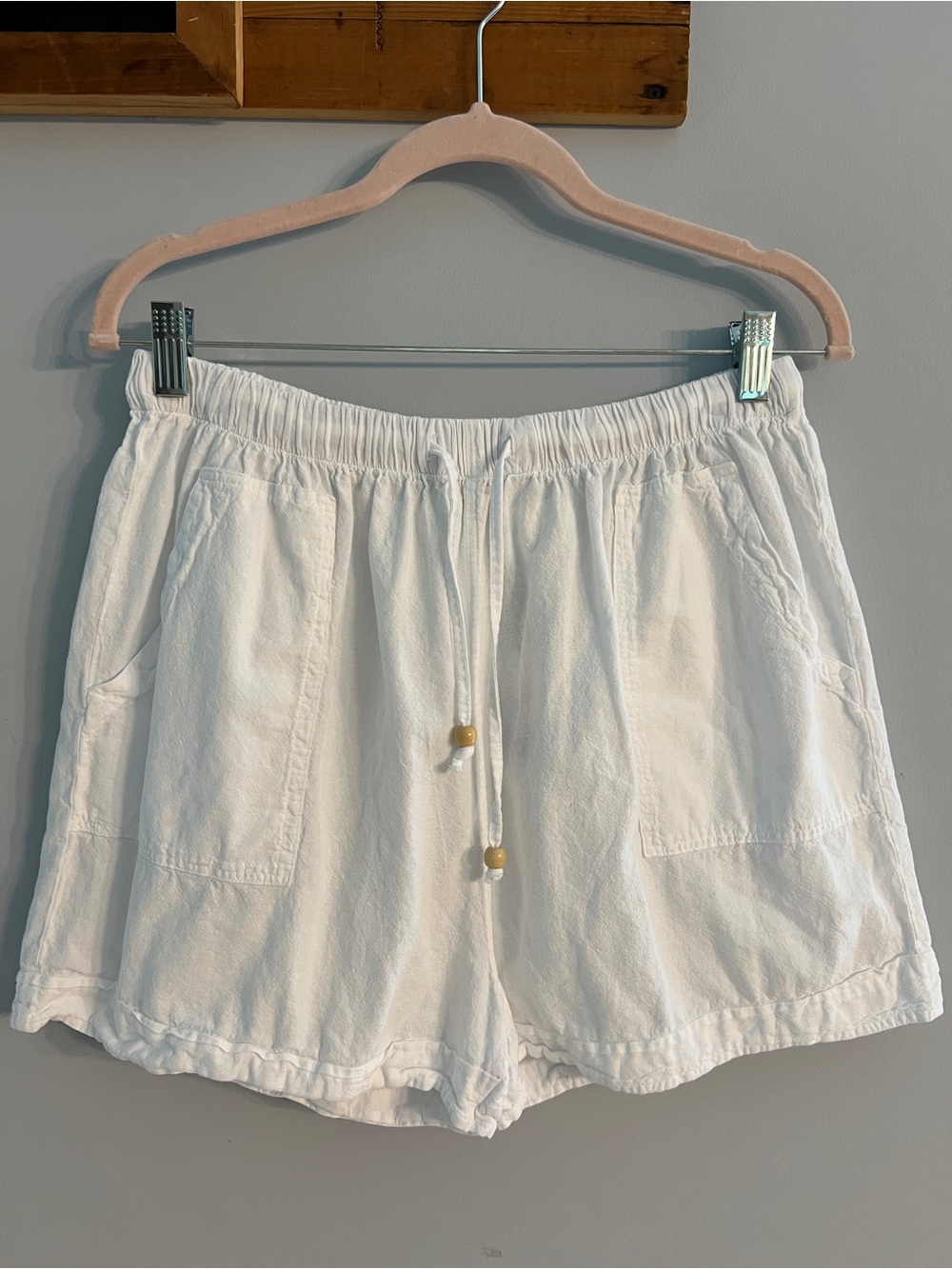 Seaspice White Drawstring Shorts 100% Gauzy Cotton Resort Beach Coastal Cottage